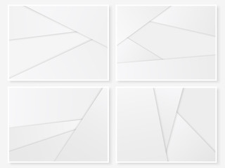 Material design background set paper templates white grey
