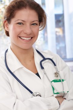 Portrait of happy young female doctor