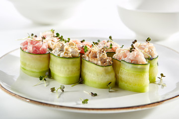 Exquisite Asian menu in the restaurant
