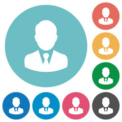 Businessman avatar flat round icons