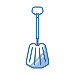 Snow shovel vector icon in line art style. Emergency or avalanche spade isolated on white background.