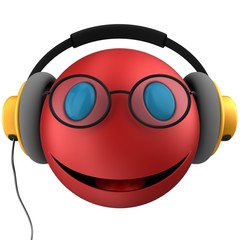 Naklejka premium 3d red emoticon smile