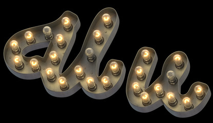 Metal retro sign lamp light font.