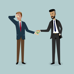 businessman gives a bribe: Corruption and bribery concept