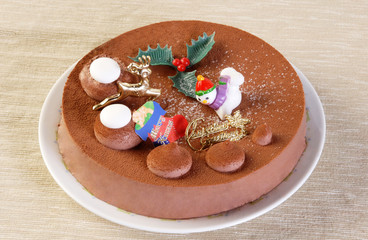 Christmas chocolate cake with decoration