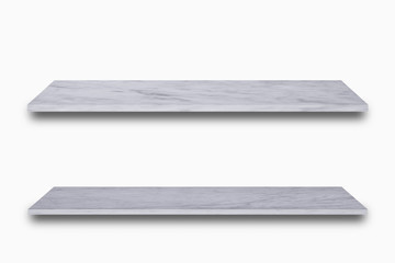 white  top marble shelf and stone floor  texture background, can be used display product.