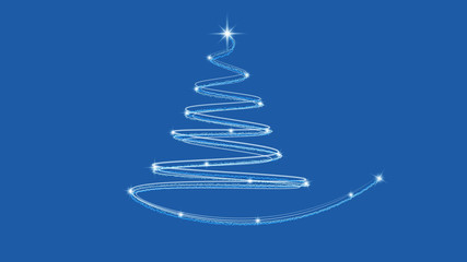 White Christmas Tree Blue Background