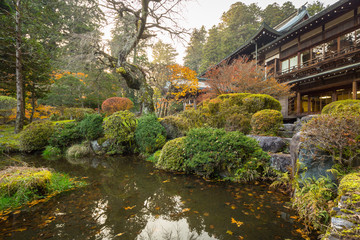 Fototapeta na wymiar Autumnal scenery of Nikko national park, Japan