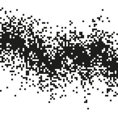 Modern simple pixel art vector illustration with digital audio visualization. Monochrome decorative curved sound wave. Computer analysis of radio frequencies. Element of design.