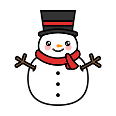 Cartoon Snowman Mascot Icon, Vector illustration
