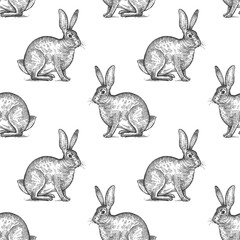 Seamless pattern with hare.