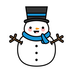 Cartoon Snowman Mascot Icon, Vector illustration