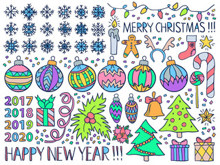 Christmas new year doodles winter holiday colorful 1