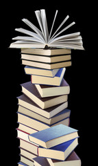 a pile of books close-up