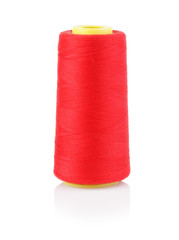 bobbin with red thread isolated on a white background