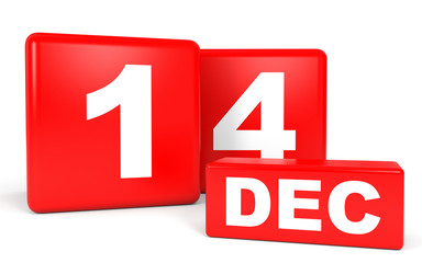 December 14. Calendar on white background.