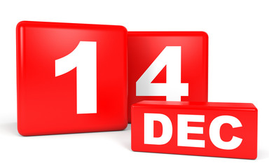 Fototapeta premium December 14. Calendar on white background.