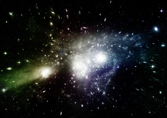 Stars, dust and gas nebula in a far galaxy