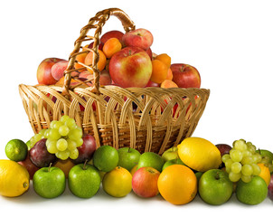 image of fruits and basket closeup