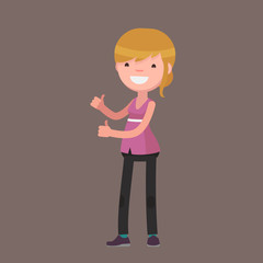 Female character in casual clothes: Vector illustration.