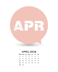 speech bubble calendar 2018, April