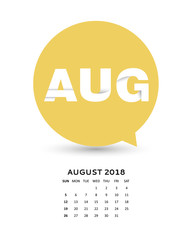 speech bubble calendar 2018, August