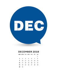 speech bubble calendar 2018, December