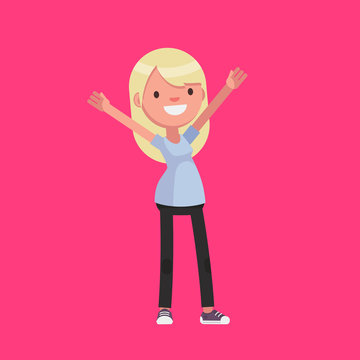 Female character in casual clothes: Vector illustration.