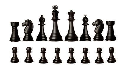 Black chessmen Isolated on White