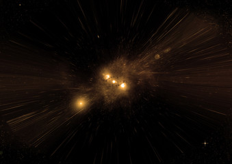 Fototapeta premium Stars, dust and gas nebula in a far galaxy