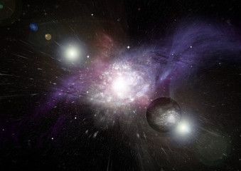 Obraz premium Stars, dust and gas nebula in a far galaxy