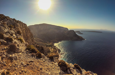 Seaside with hills in Kalymnos island, Greece