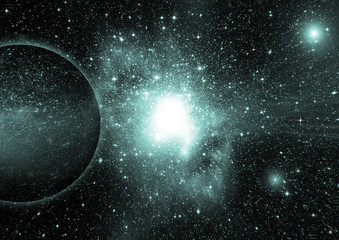Obraz premium Stars, dust and gas nebula in a far galaxy