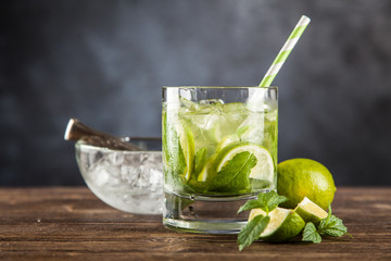 Mojito cocktail on dark background