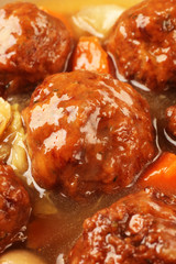 Braised pork balls in soy sauce   - Chinese  pork meatballs stewed with  cabbage.