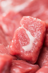 Extreme macro of chopped raw beef steak meat
