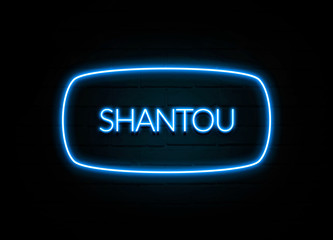 Shantou  - colorful Neon Sign on brickwall
