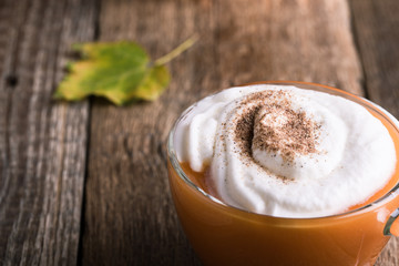 Pumpkin spice latte with whipped cream
