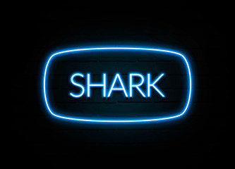 Shark  - colorful Neon Sign on brickwall