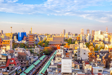 Fototapeta na wymiar Top view of Asakusa area in Tokyo Japan