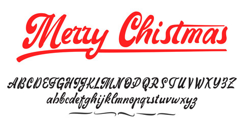 Fototapeta na wymiar Merry Christmas, handwritten latin alphabet, can be used for anything.