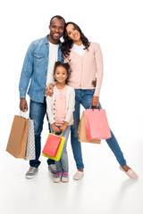 african american family with shopping bags