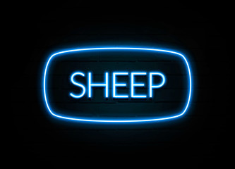 Sheep  - colorful Neon Sign on brickwall