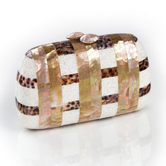 Women's handbag isolated white background.