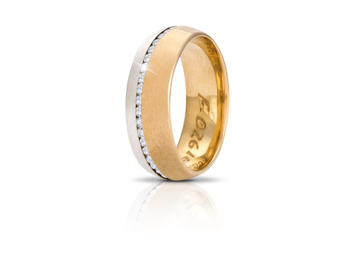 Golden diamond ring isolated on white