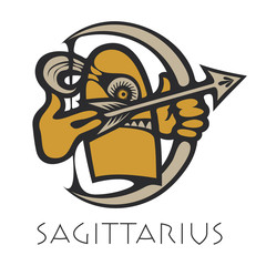 Vector sign of the zodiac. Sagittarius in the form of funny monster in flat style. Icon for astrological horoscope