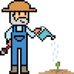 Fototapeta premium vector pixel art gardener