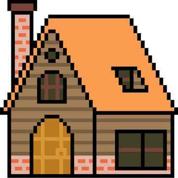 Vector Pixel Art Wood House