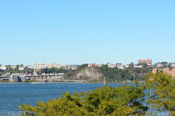 Fototapeta na wymiar View across the Hudson River to Weehawken, New Jersey
