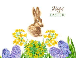 Spring Rabbit and Flowers